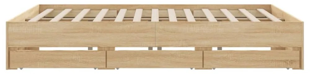 sonoma tölgyszínű szerelt fa ágykeret 200 x 200 cm