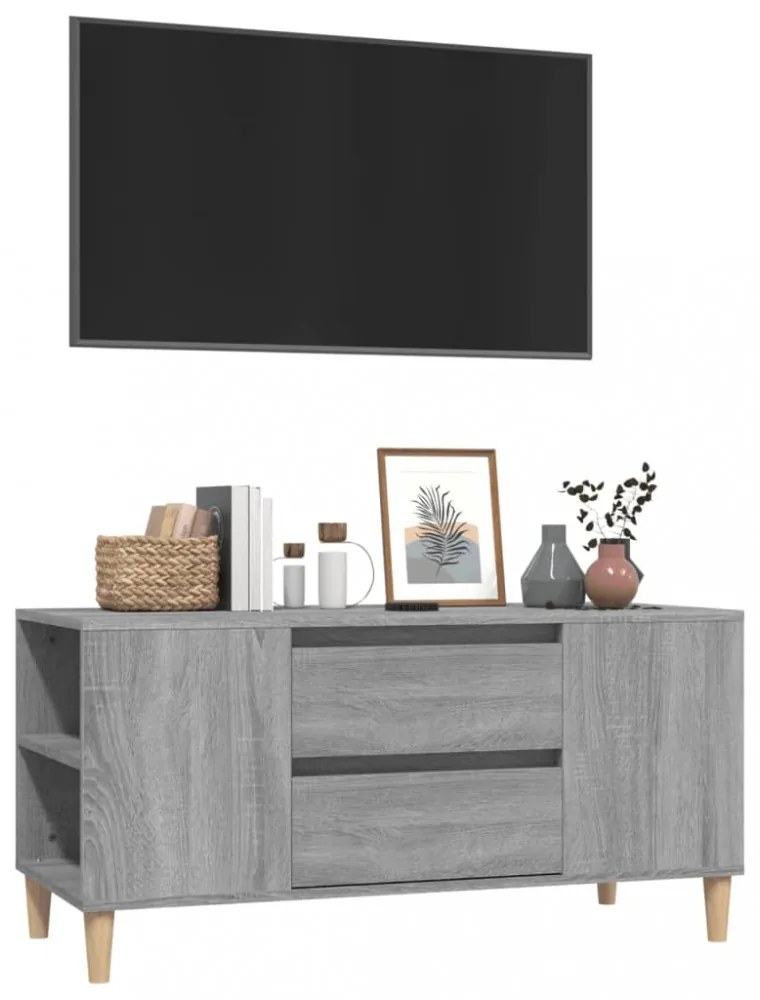 szürke sonoma színű szerelt fa TV-szekrény 102x44,5x50 cm