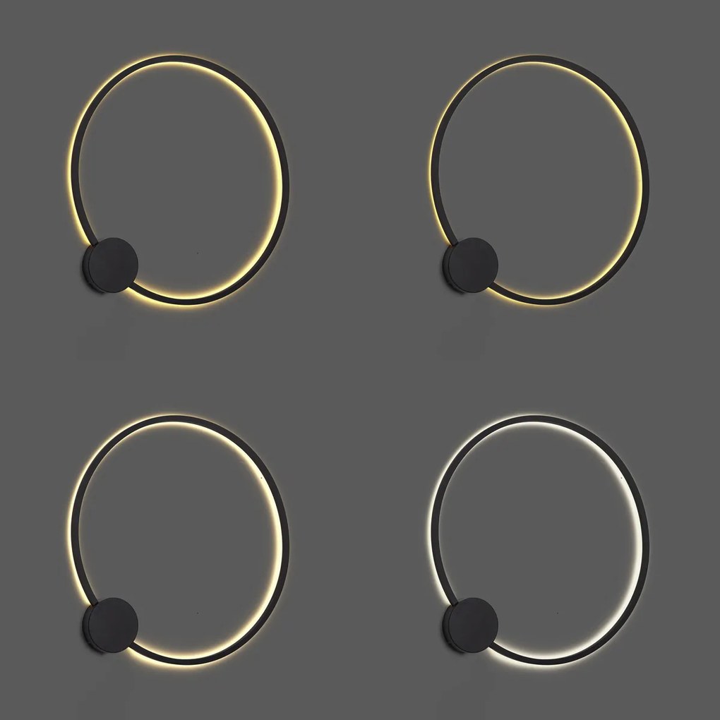 Design fali lámpa fekete 67cm LED-del, 3 fokozatban dimmelhető - Anello