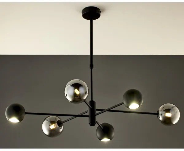 Jupiter 1974 - Csillár rúdon MOKA 3xGU10/10W/230V + 3xG9/10W/230V fekete/króm