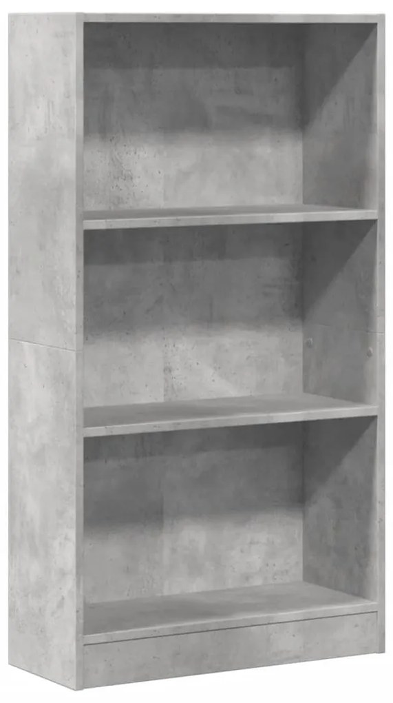 betonszürke szerelt fa könyvespolc 60 x 24 x 109 cm