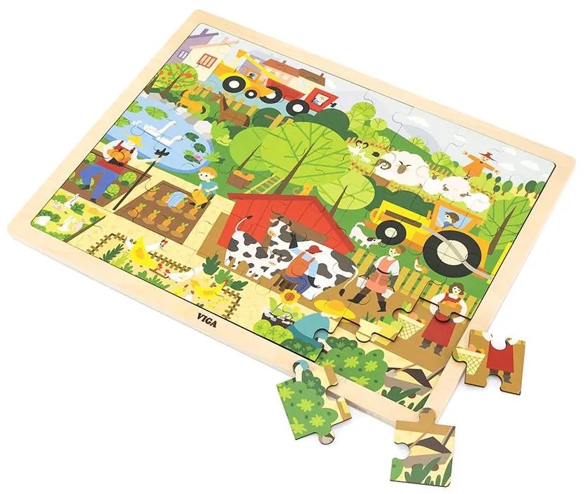 Gyermek fa puzzle Viga Farm 48 db