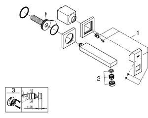 GROHE 19895000 - EUROCUBE 171 mm kétlyukú mosdócsaptelep, fényes króm
