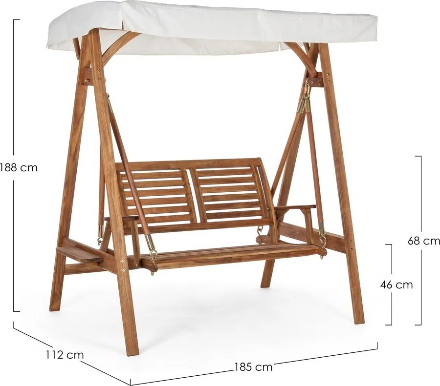 Natúr színű tömörfa kerti hintaágy Noemi – Bizzotto