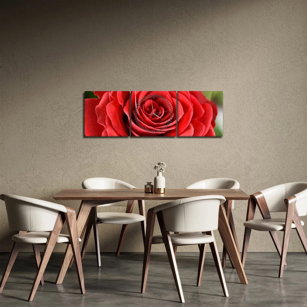 Egy rózsa virág képe (órával) (90x30 cm)