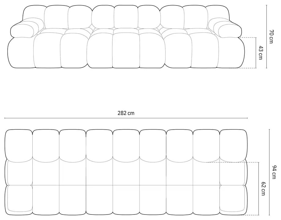 Zöld buklé moduláris kanapé 282 cm Bellis – Micadoni Home