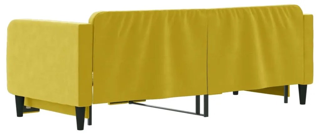 sárga kihúzható bársony heverő 90 x 200 cm