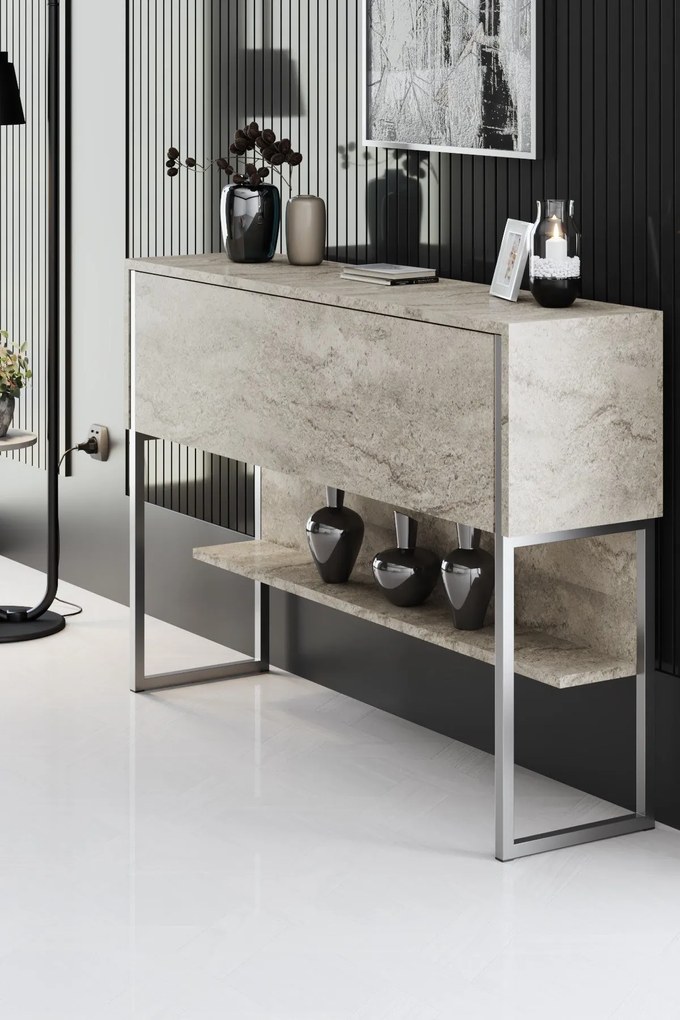 Komód luxe - travertine, silver