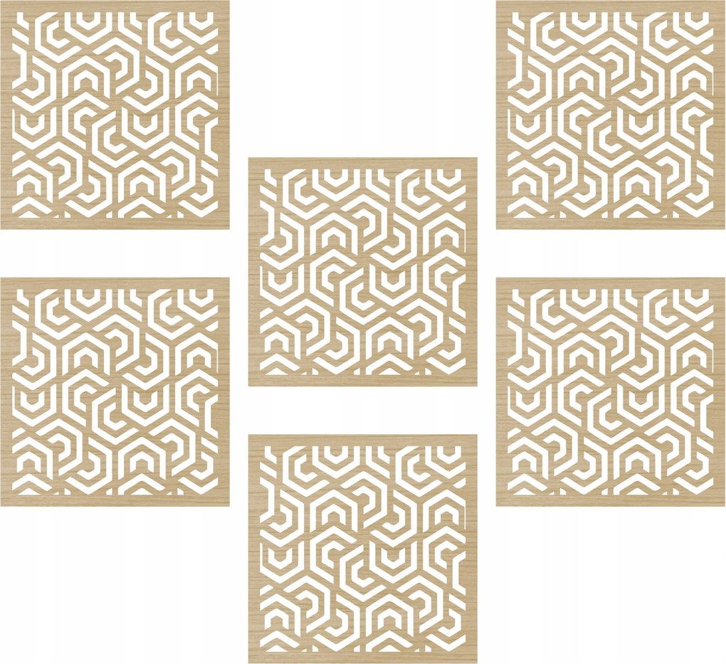 Bögrealátét 6 Db-os áttört fa Asztali Dekoráció Minta 4