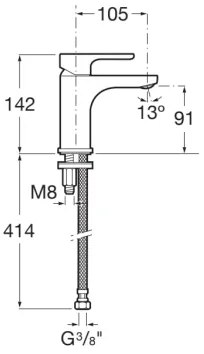 Roca A5A3K09C00 - Mosdócsaptelep L20 14,2 cm fényes króm