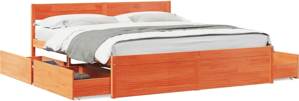 vidaXL viaszbarna tömör fenyőfa ágy matrac nélkül 200 x 200 cm