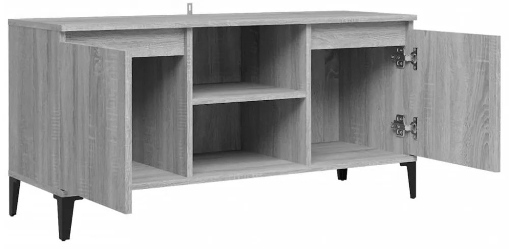 szürke sonoma színű TV-szekrény fémlábakkal 103,5 x 35 x 50 cm