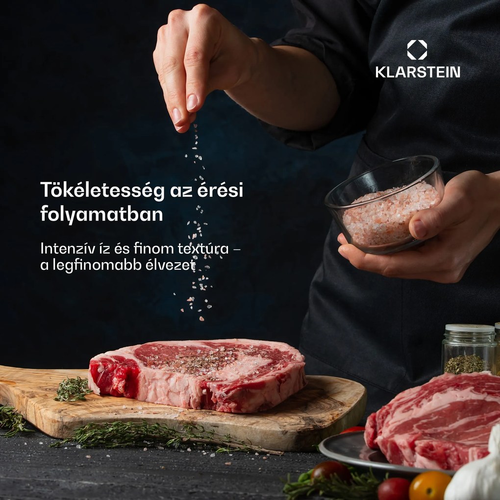 Klarstein Steakhouse húsérlelő szekrény, 352 L, antibakteriális, LED, érintésvezérlés, páratartalom szabályozása