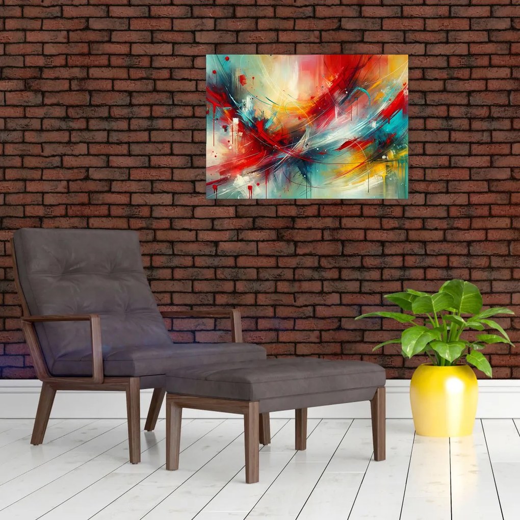 Üveg kép – Absztrakció pirossal (70x50 cm)