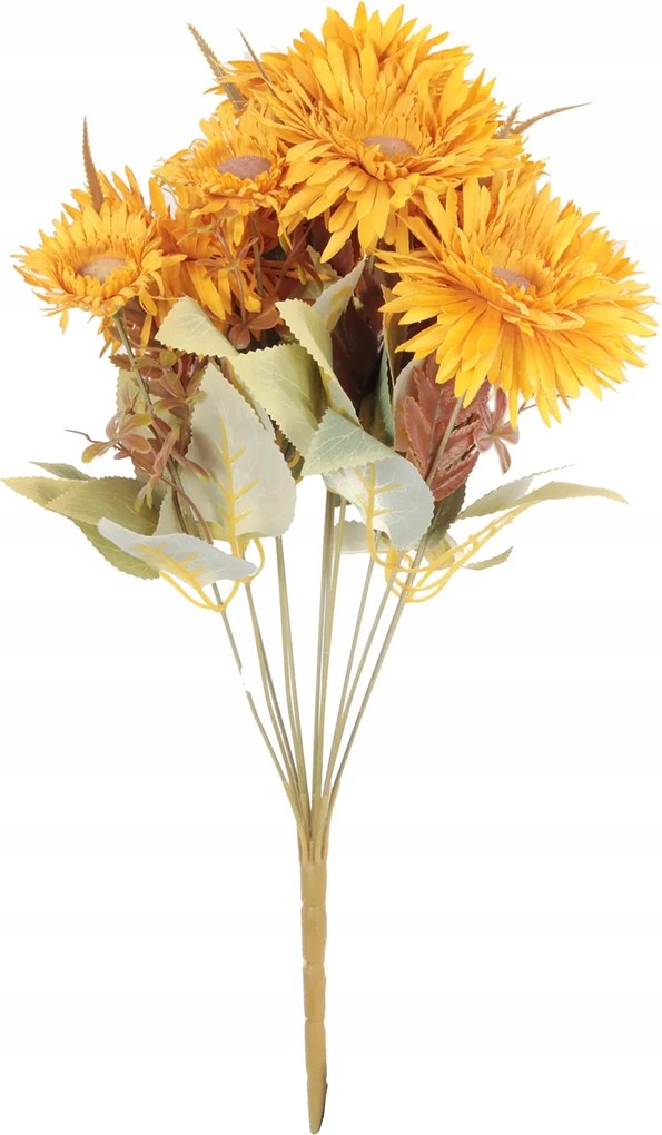 Csokor 12 Őszi Gerbera 48CM Sárga Temető Dekoráció Kompozíció