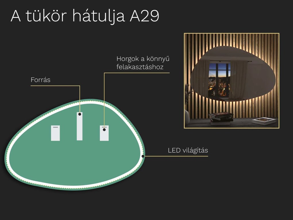 Organikus tükör LED világítással A29