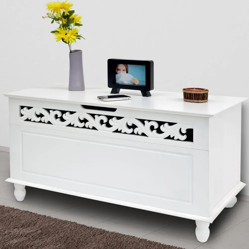 JERSEY fa láda, 80x40x48cm, fehér Casaria