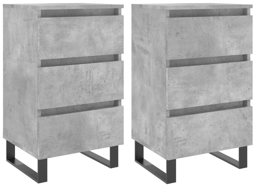 2 db betonszürke szerelt fa éjjeliszekrény 40x35x69 cm
