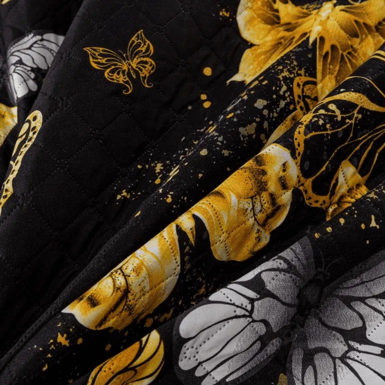Ágytakaró GOLD BUTTERFLY fekete Méret: 170 x 210 cm
