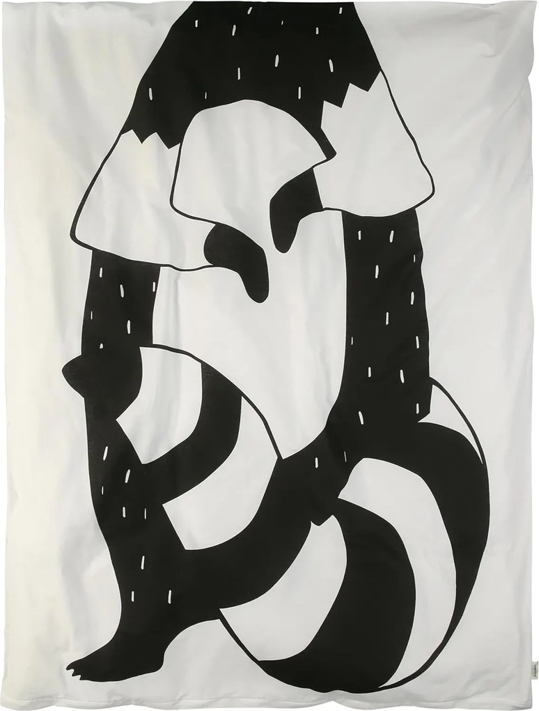 Pamut ágynemű kiságyba RACCOON fekete-fehér Ágyneműhuzat mérete: 40 x 60 cm | 100 x 135 cm