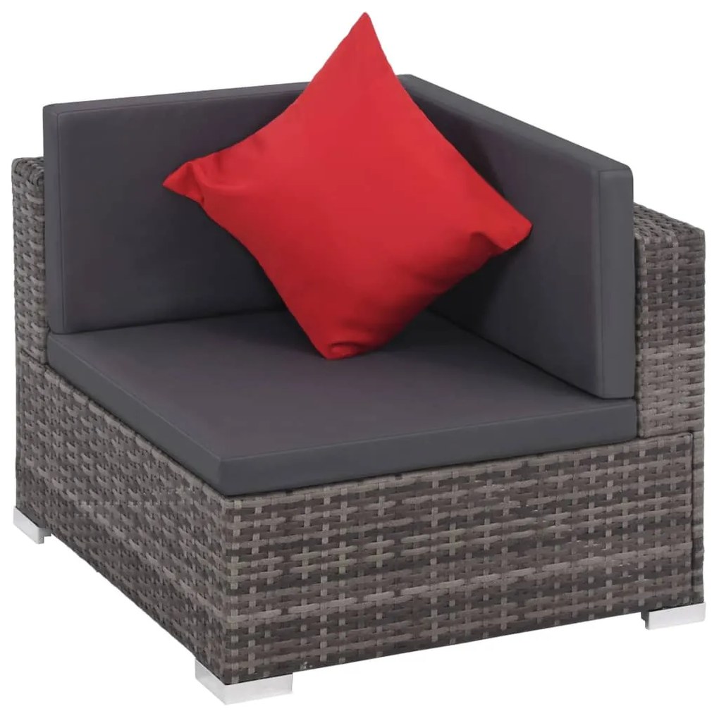 8 részes szürke polyrattan kerti ülőgarnitúra párnákkal