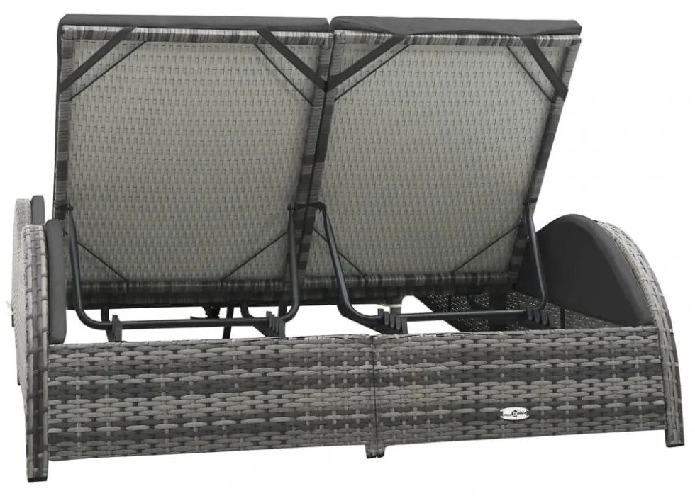 kétszemélyes antracitszürke polyrattan napozóágy párnával