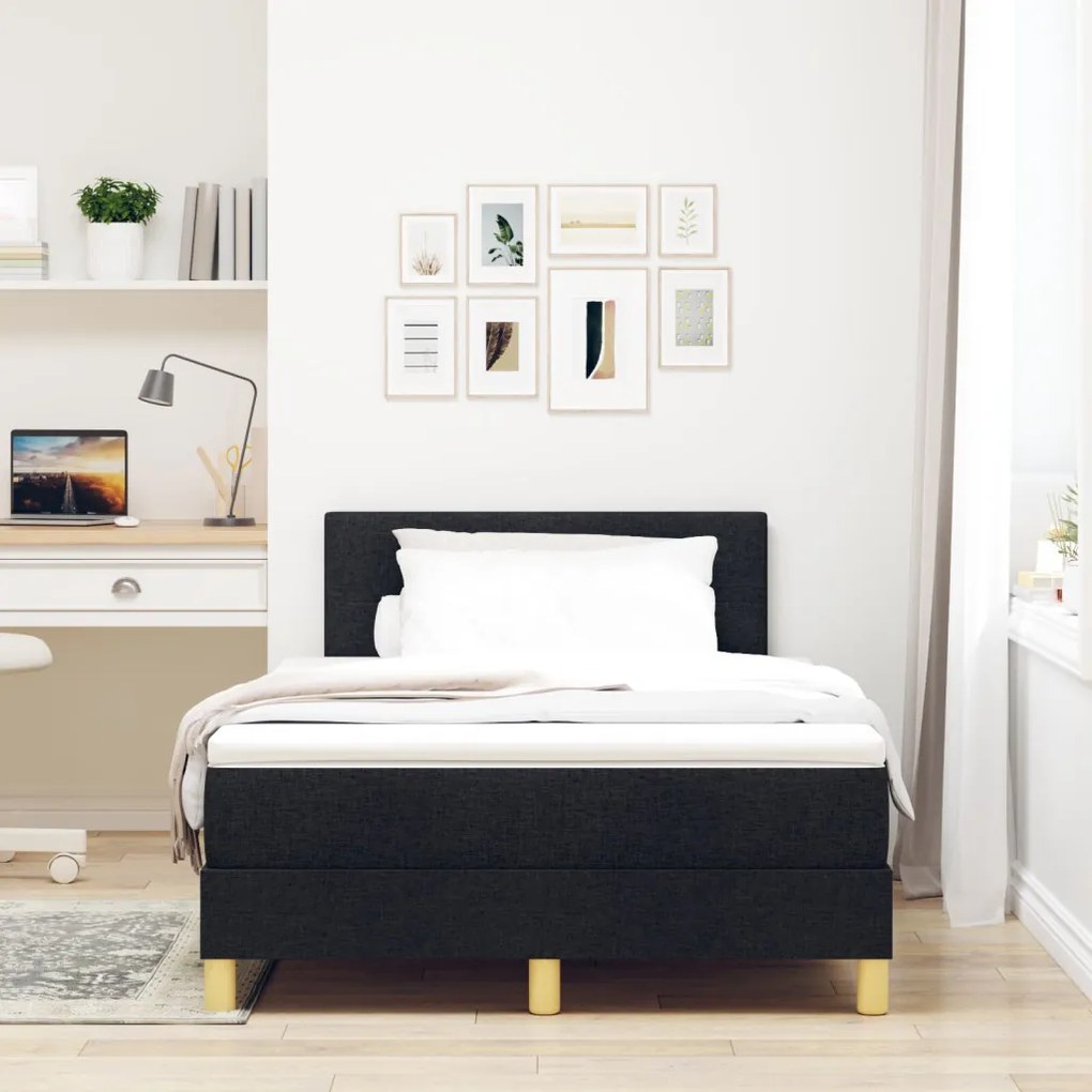 Box Spring Ágy Matraccal Fekete 120x200 cm Textil