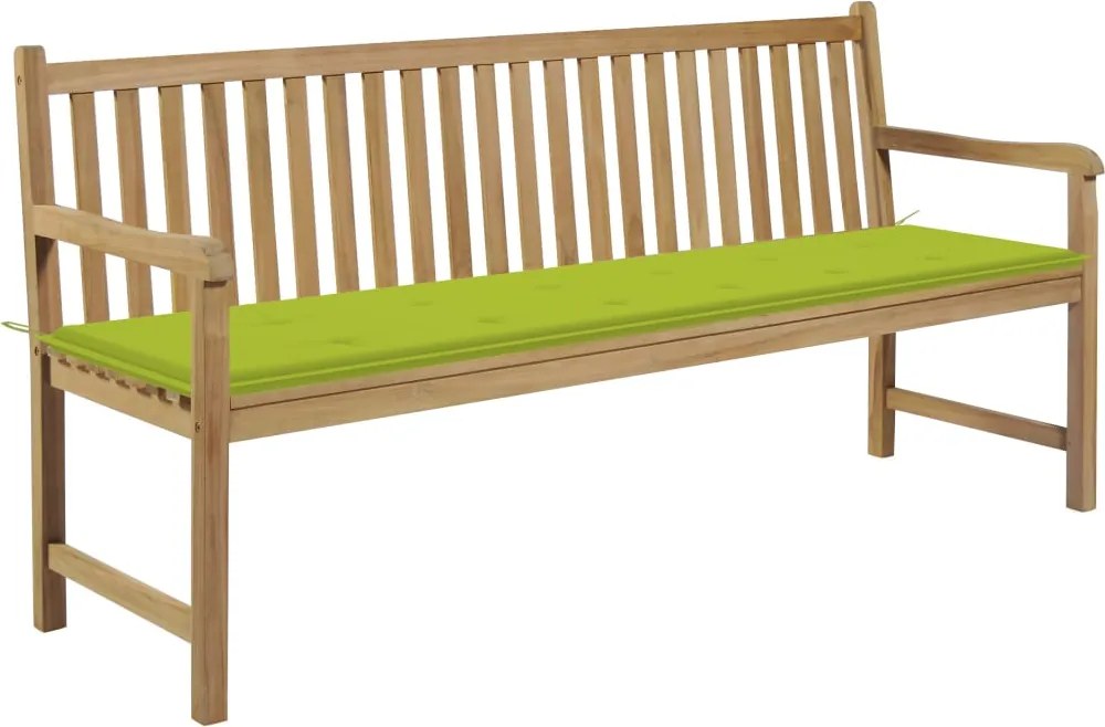 vidaXL tömör tíkfa kerti pad élénkzöld párnával 175 cm