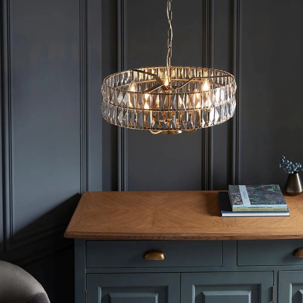 Endon glamour modern függeszték clifton antik sárgaréz átlátszó end106244