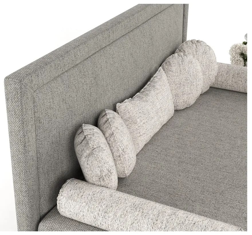 Szürke kárpitozott egyszemélyes ágy 90x200 cm Scala – Maison de Rêve