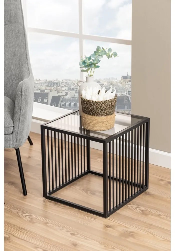 Tárolóasztal üveg asztallappal 40x40 cm Strington – Actona