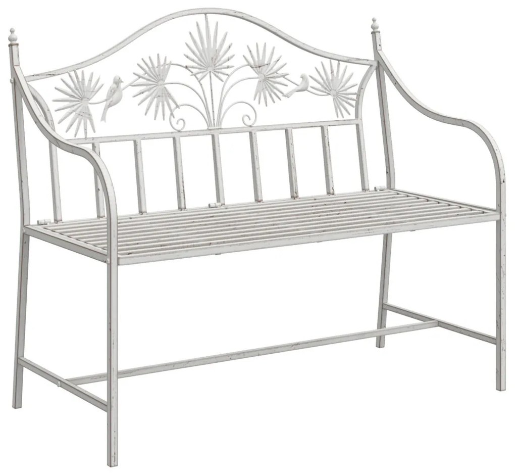 Kerti pad Antik fehér 104 x 52,5 x 89 cm Acél