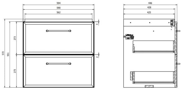 Cersanit S1021-003 - Függesztett mosdószekrény MILLE 60x45 cm mentaszínű