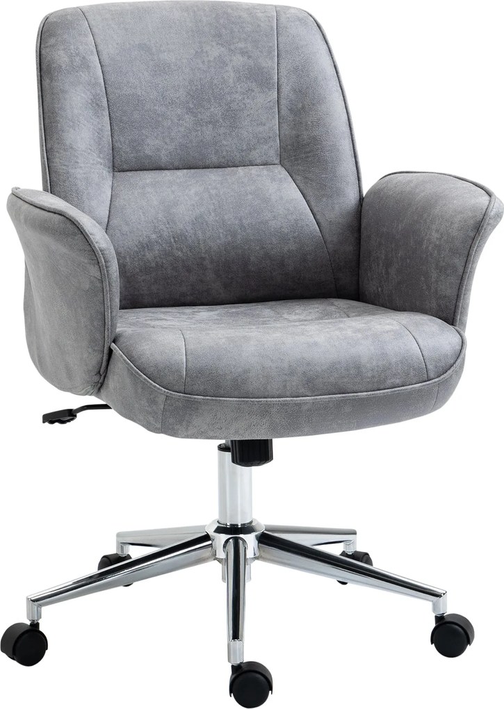 Vinsetto Ergonomikus Irodai Szék Dönthető Funkcióval - Magasságban Állítható Forgószék 120 kg-ig Támogatott, Mikroszálas, Világosszürke, 67 x 69 x 92-