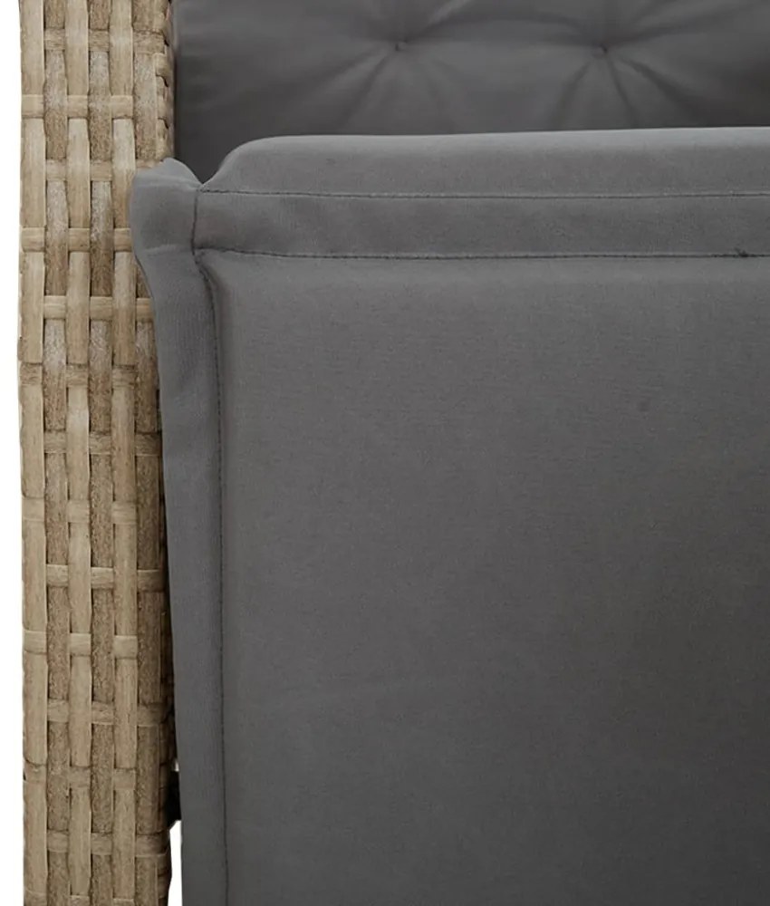 2 db vegyes bézs polyrattan dönthető kerti szék lábtartóval