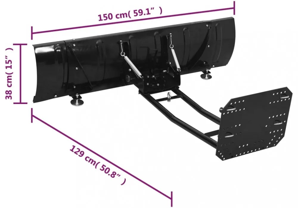 fekete hóeke quadhoz 150 x 38 cm