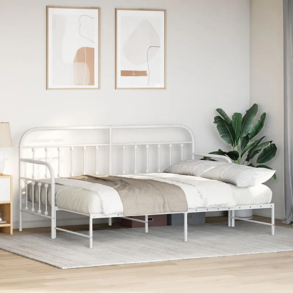 Fehér Napágykeret ágyneműtartóval 80x200 cm Acél