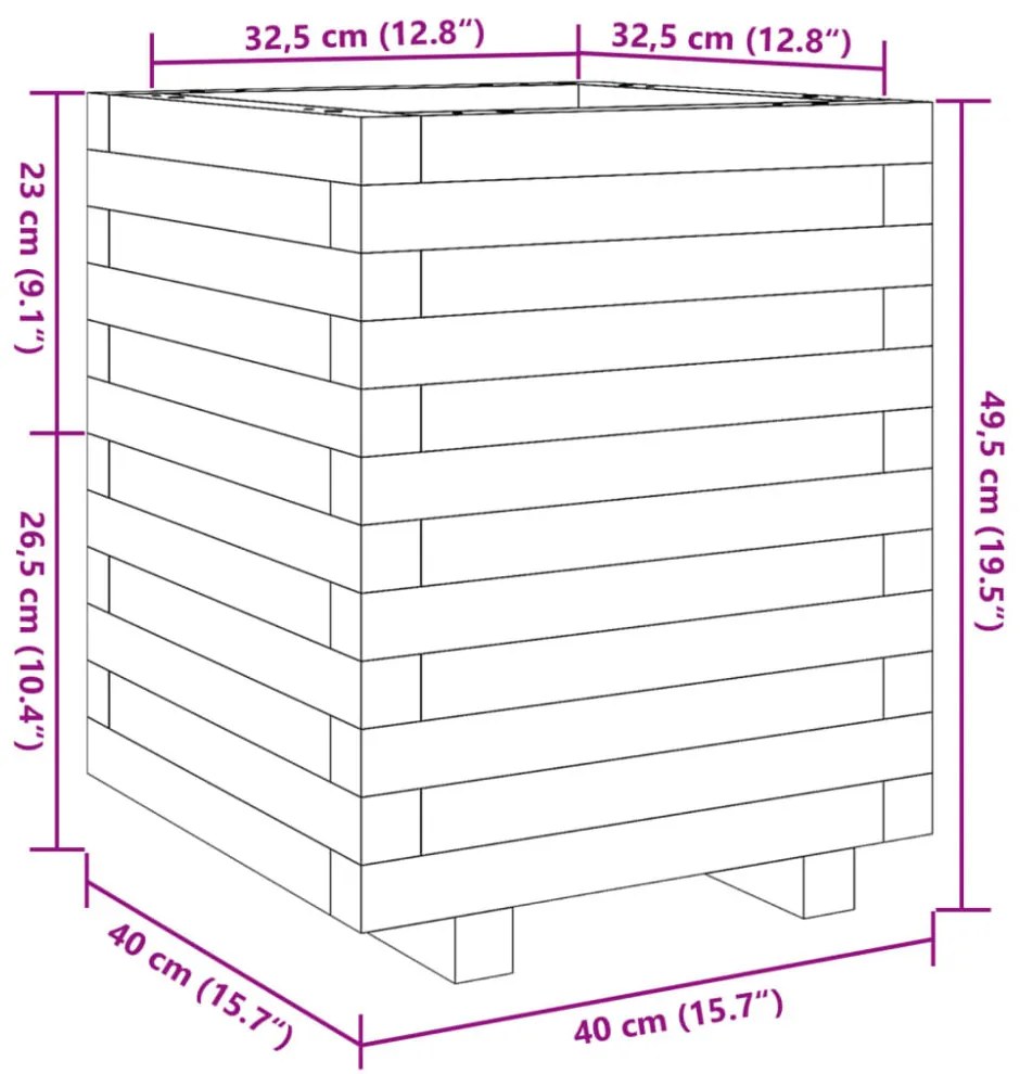 vidaXL impregnált fenyőfa kerti virágláda 40 x 40 x 49,5 cm