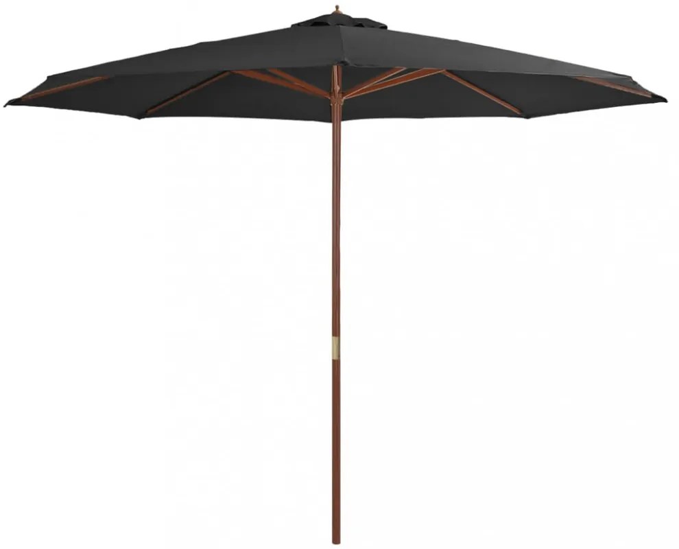 antracitszürke kültéri napernyő farúddal 350 cm