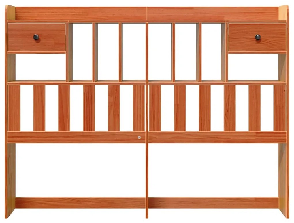 viaszbarna tömör fenyőfa fejtámla tárolóval 140 cm