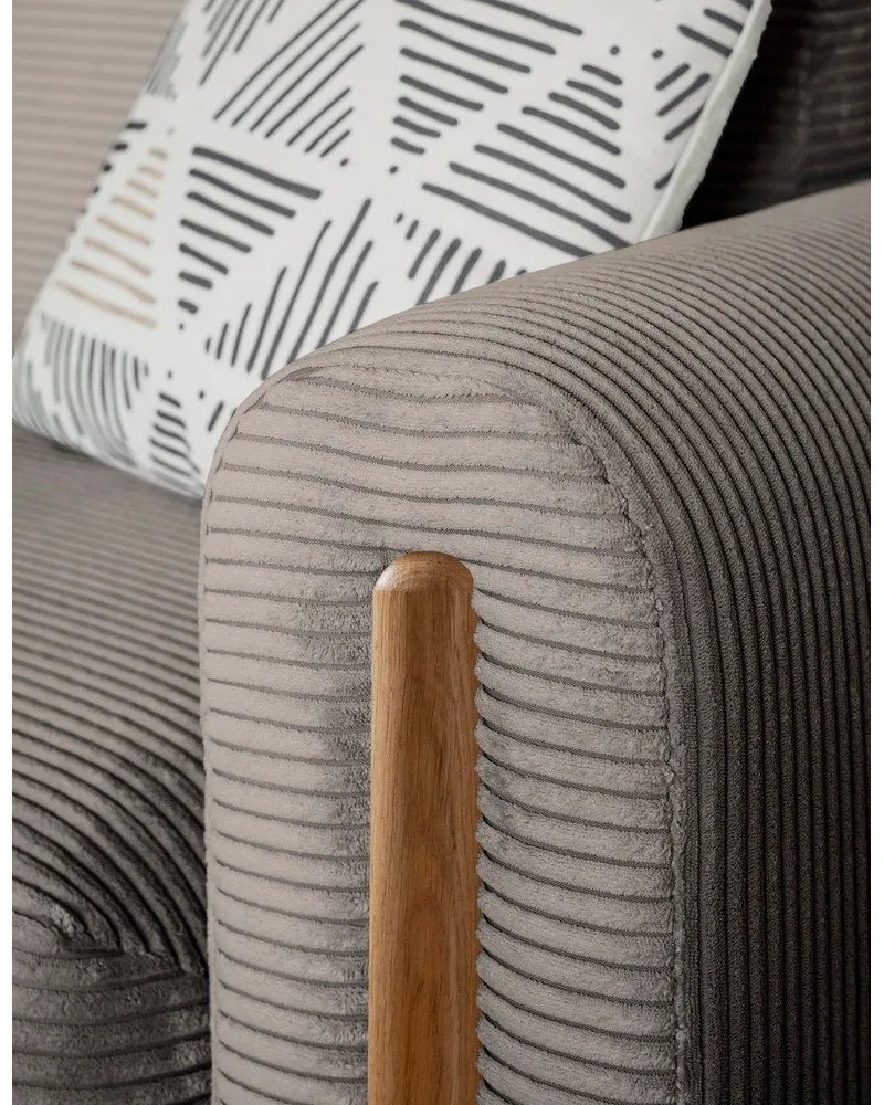 Világosbarna kordbársony kinyitható-tárolóhelyes kanapé 244 cm Arcadova – ELTAP