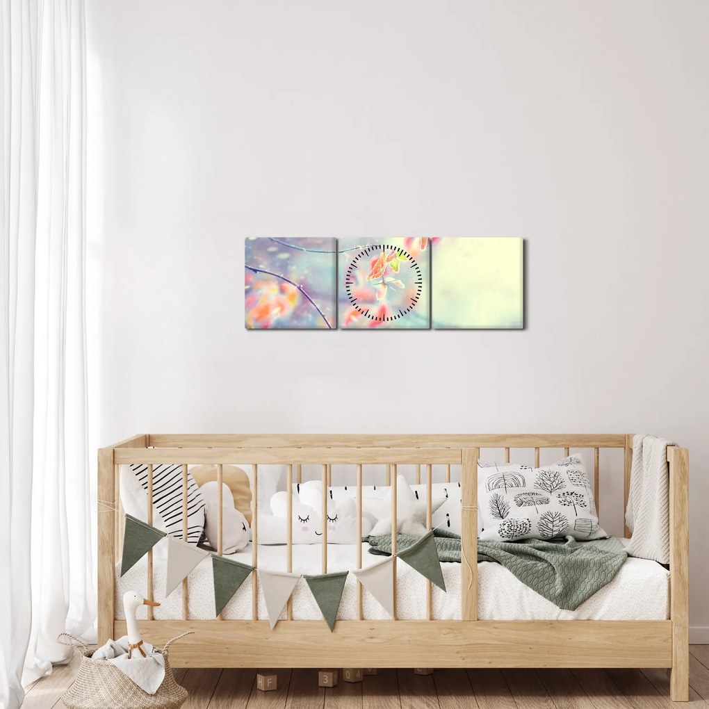 Kép - Levelek a jégben (órával) (90x30 cm)