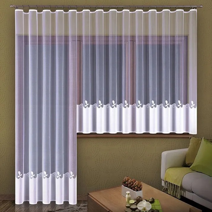 Erkélyfüggöny Szett Szalaggal 200x220 300x140