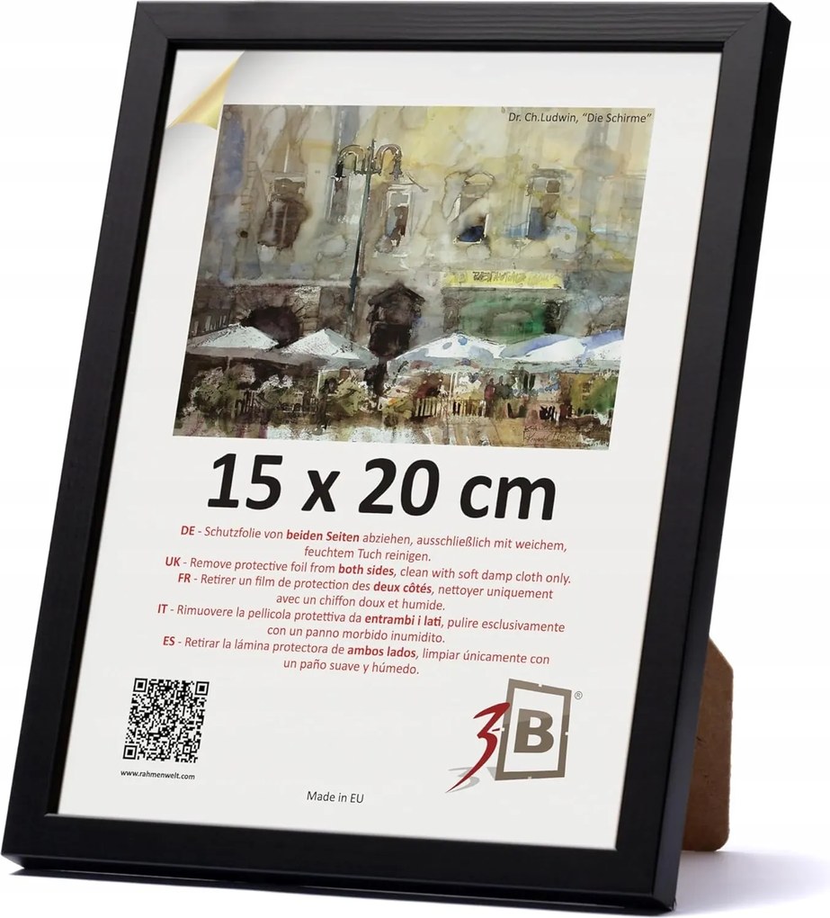 Képkeret 3-B Lund 15x20 cm fekete fa plexi Mdf