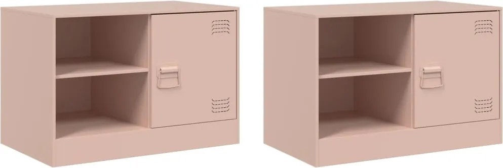 vidaXL 2 db rózsaszín acél TV-szekrény 67 x 39 x 44 cm