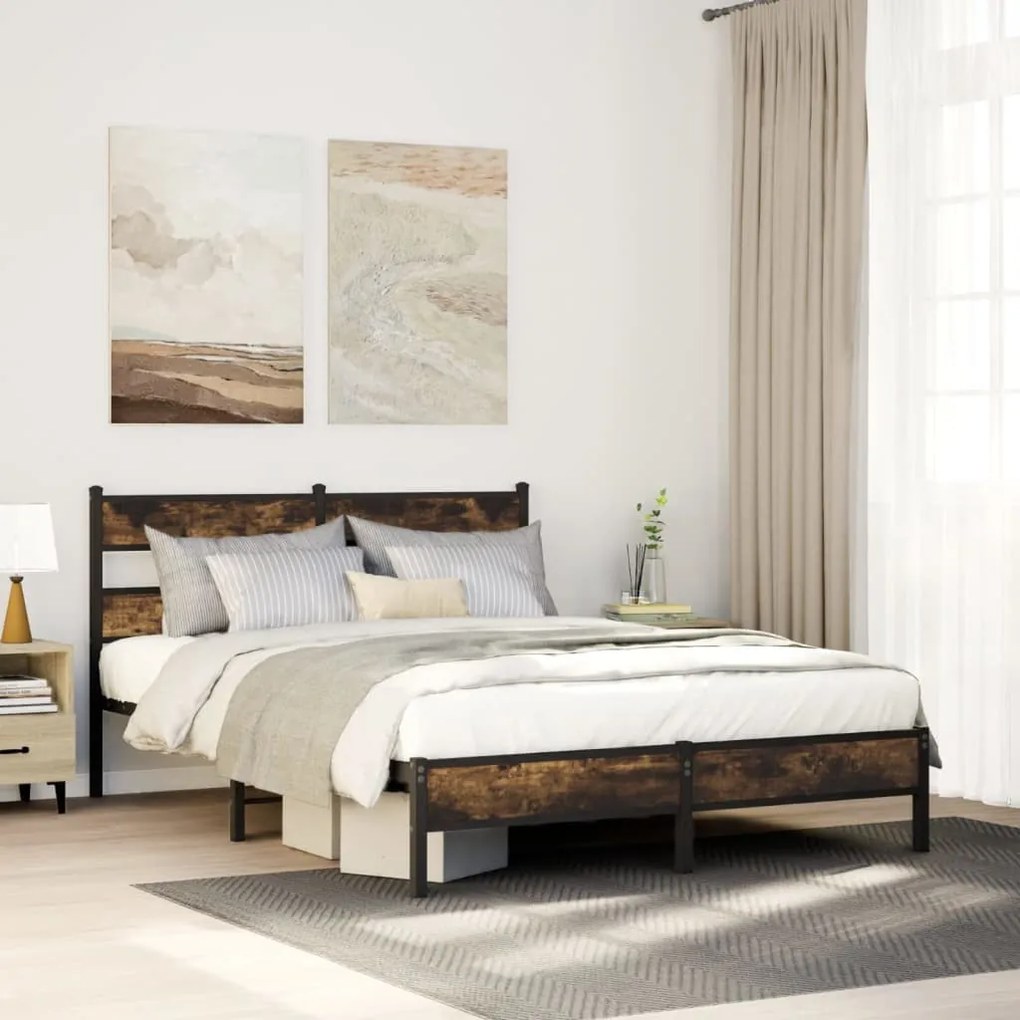 sonoma tölgy színű fejtámlás ágykeret matrac nélkül 160x200 cm