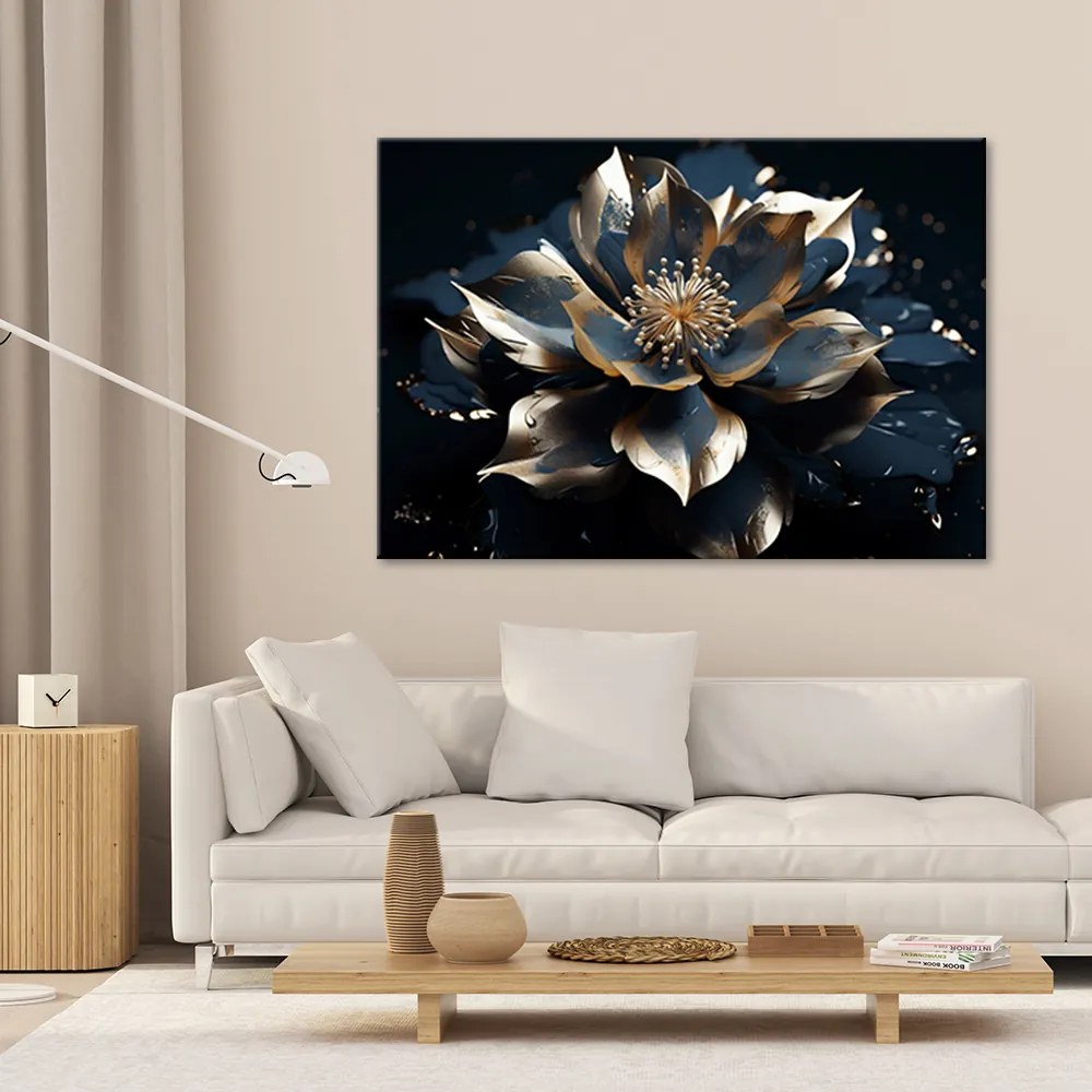 Gario Vászonkép ék-arany lótuszvirág Méret: 120 x 80 cm