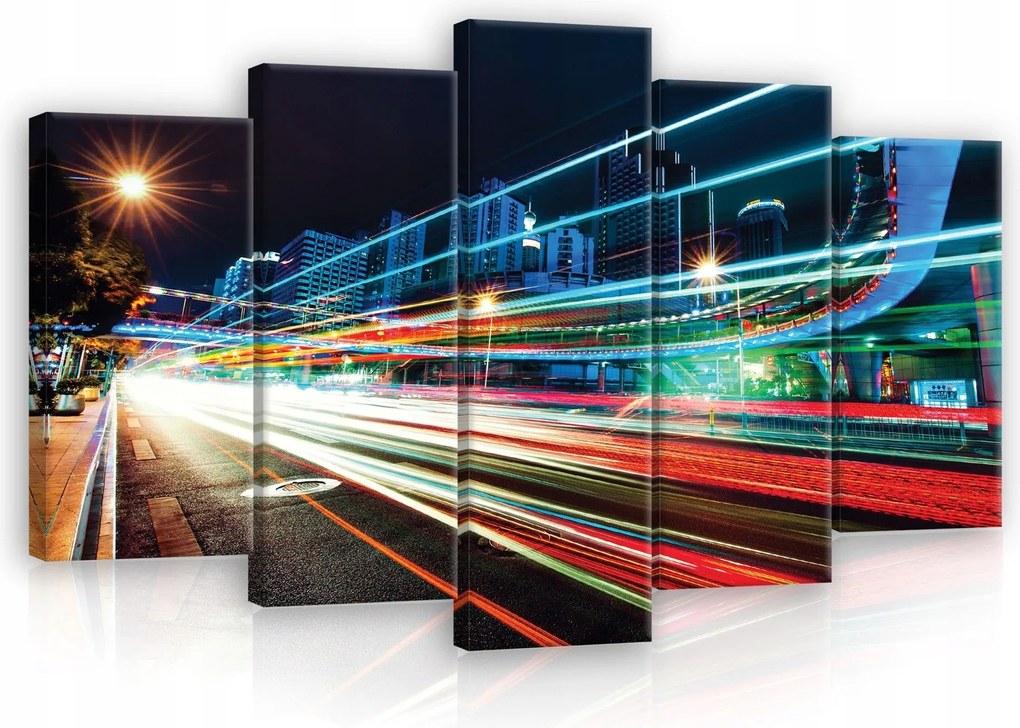 Vászonkép 100x60 Éjszakai város fény mozgás sebesség dinamika urbanisztika