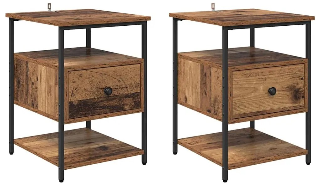 Éjjeliszekrény fiókkal 2 pcs Régi fa 40 x 42 x 56 cm Faanyag