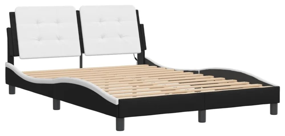 fekete és fehér ágykeret LED-ekkel matrac nélkül Zadar 120 x 200 cm